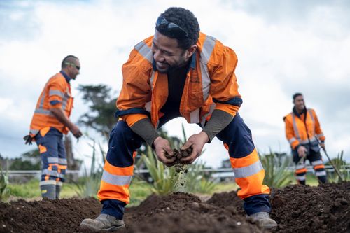 Volunteering with Te Ahiwaru to prepare a vegetable garden at Ihumatao - 2021
